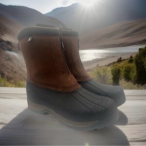 Comfortemp Men's Mid Calf Leather and Rubber Winter Duck Boots Size 13 Brown